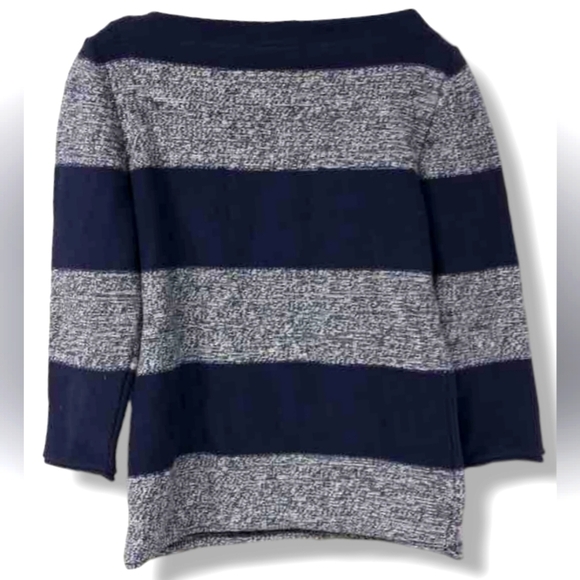 Tory BURCH Cotton & Merino Wool Knit Nautical Stripped Sweater Size Large - Picture 4 of 11